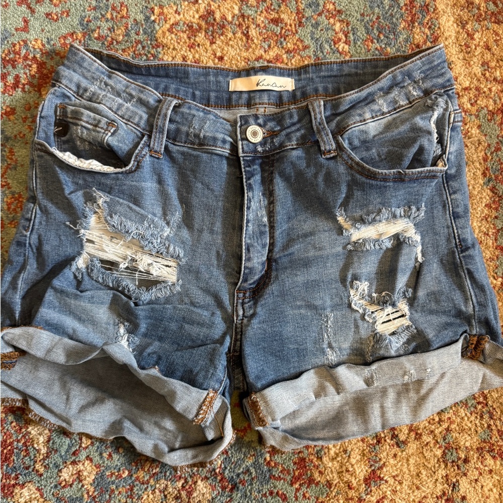 KanCan Light Blue Ripped Jean Shorts
